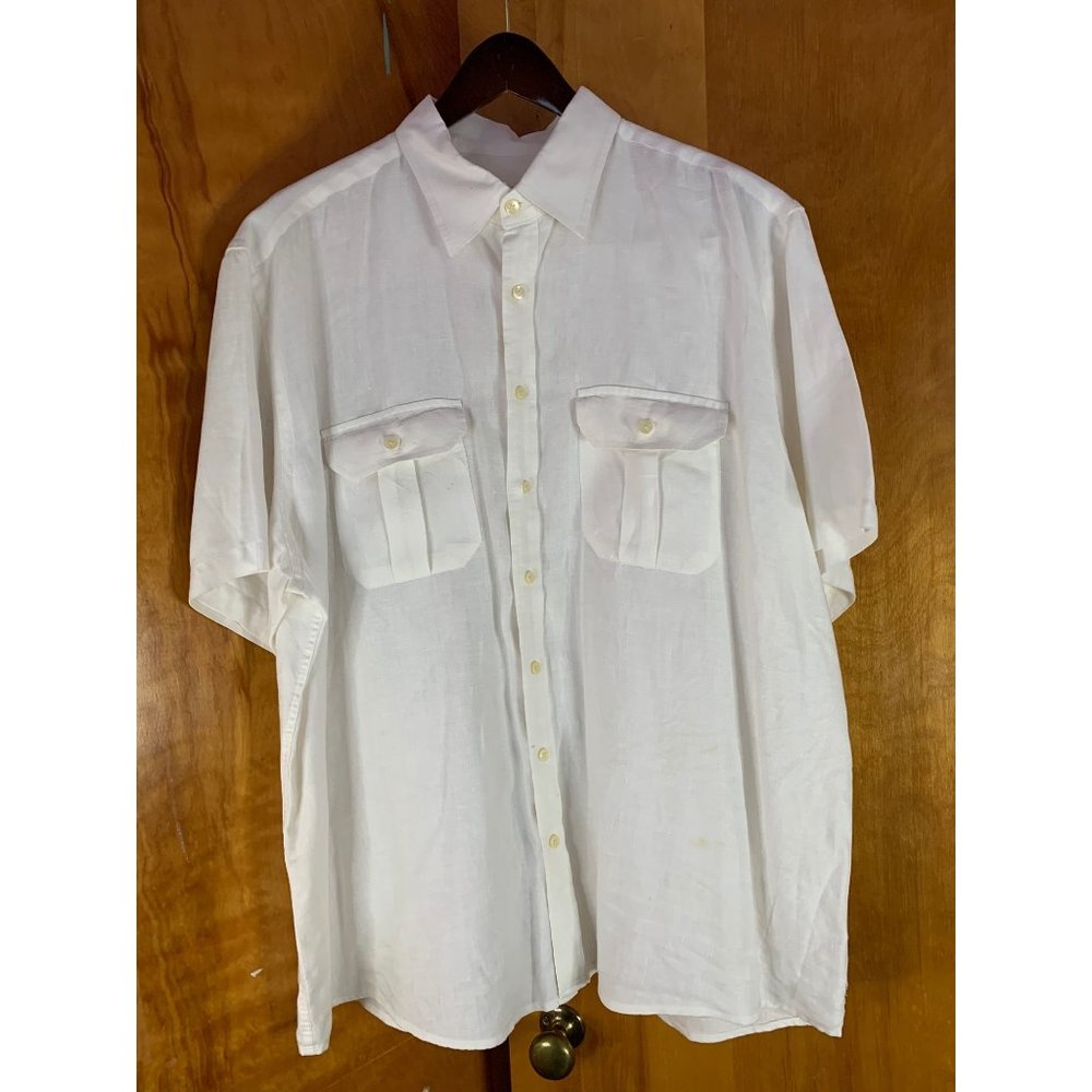 XL Mens Linen Camp Shirt White by Merona